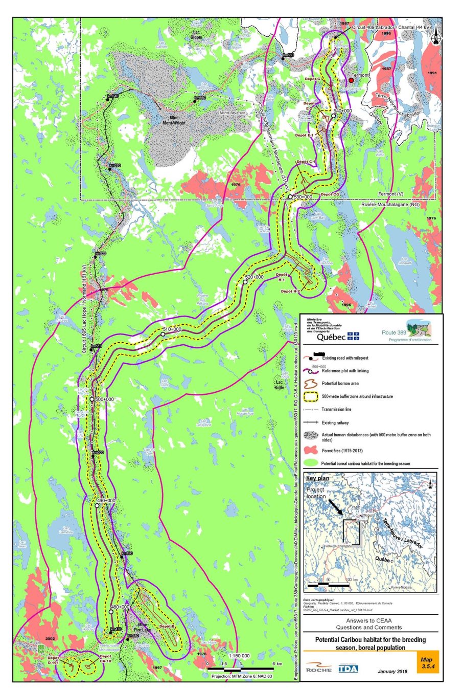 Figure 15: Potential Boreal Caribou habitat for the rutting (breeding) season