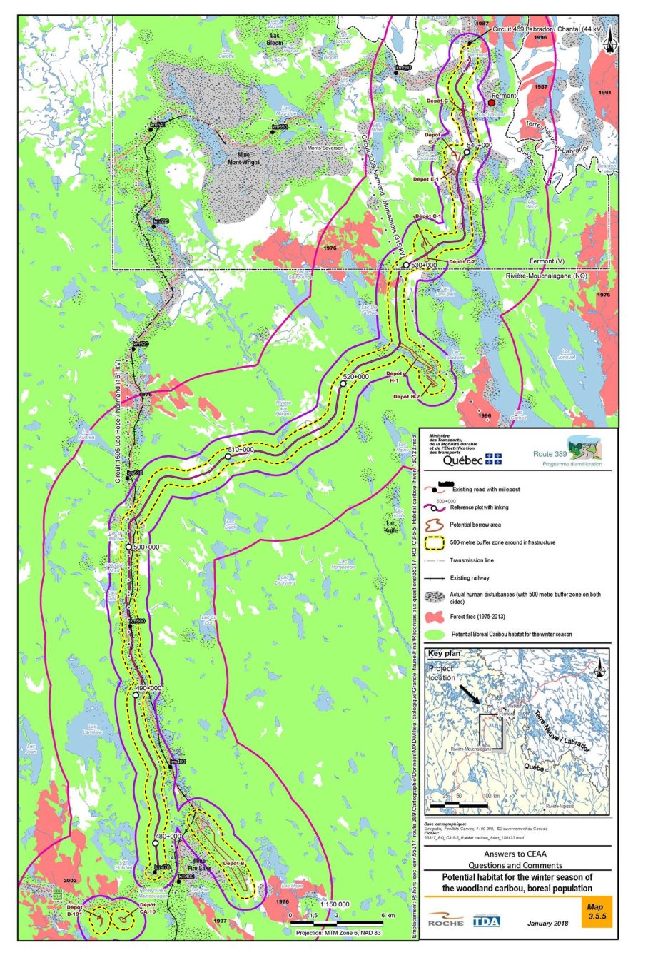 Figure 16: Potential Boreal Caribou habitat for wintering