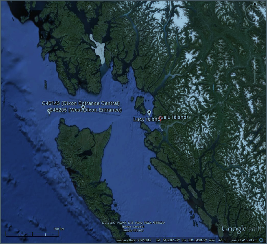Figure 1. Map of the area of interest, in the context of the BC coast.