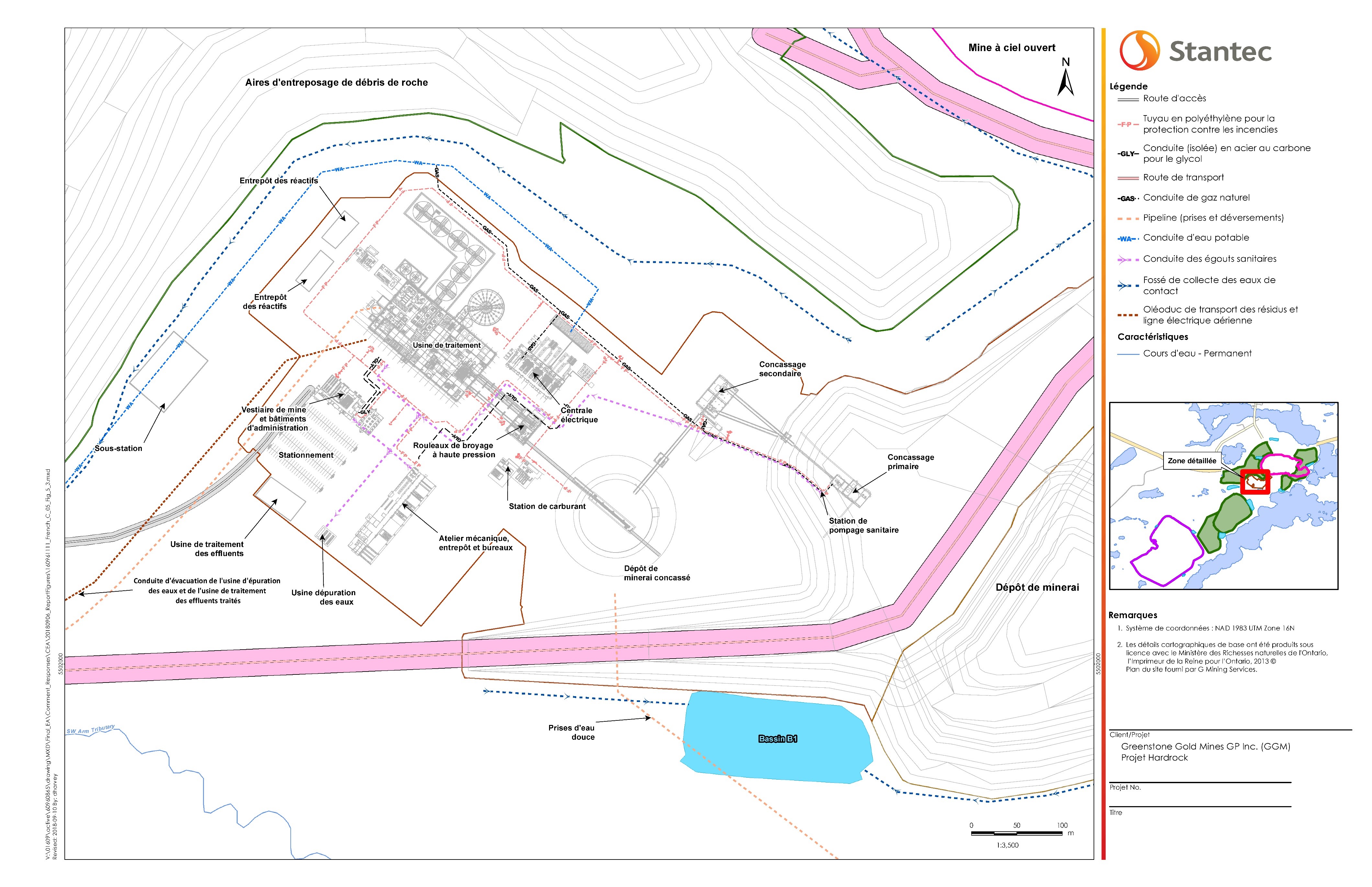 Figure 10 - Plan du site - Détails de la zone de l'usine de traitement