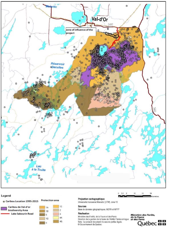 Figure 13: Plan d'aménagement du site faunique du caribou au sud de Val-d'Or pour la période 2013-2018
