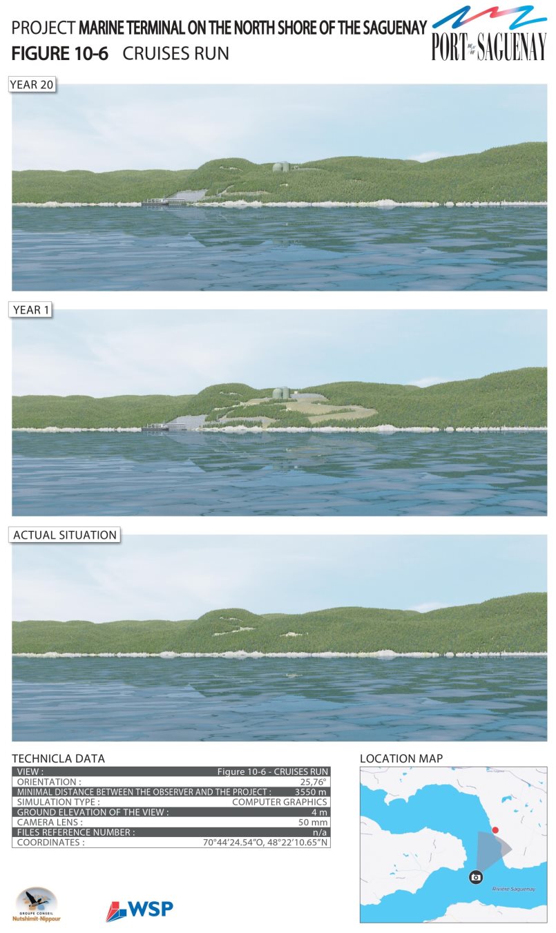 Figure 17: Visual simulations of the project seen by an observer on a cruise ship