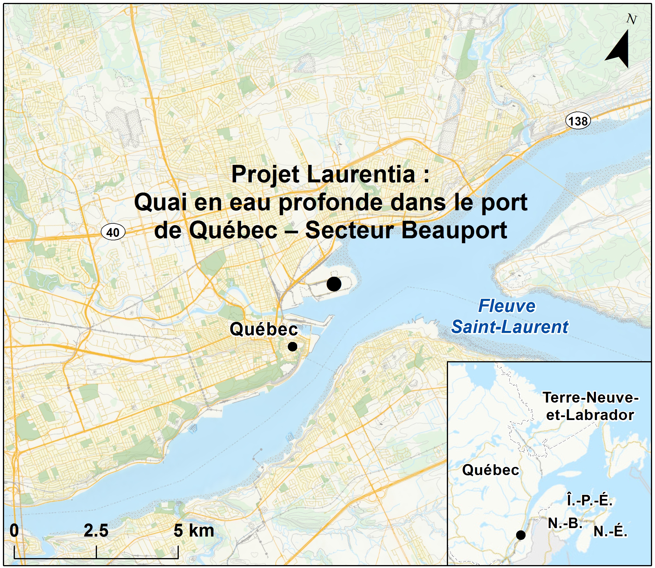 Carte indiquant l'emplacement du projet, tel que décrit dans le présent document.
