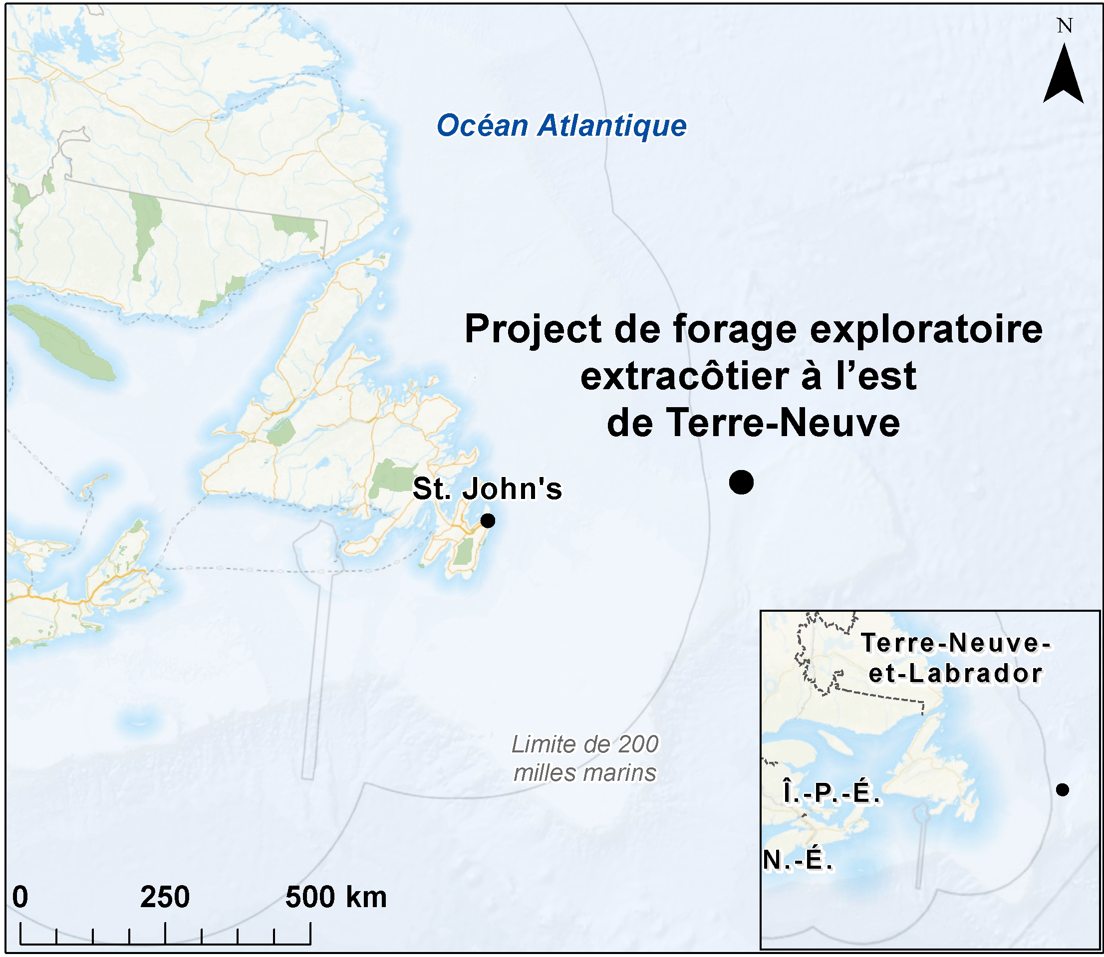 Carte indiquant l'emplacement du projet, tel que décrit dans le présent document.