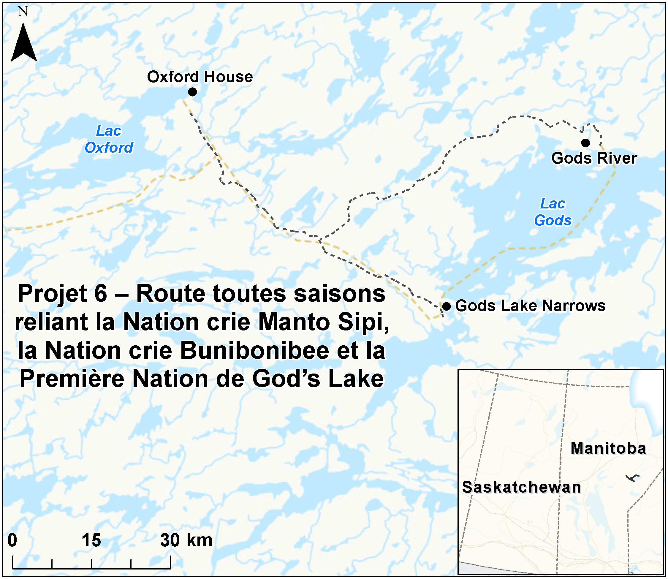 Carte indiquant l'emplacement du projet, tel que décrit dans le présent document.