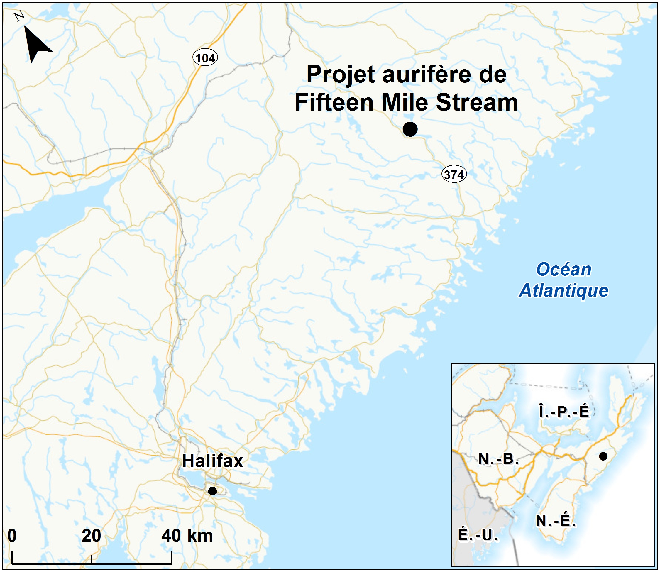 Carte indiquant l'emplacement du projet, tel que décrit dans le présent document.