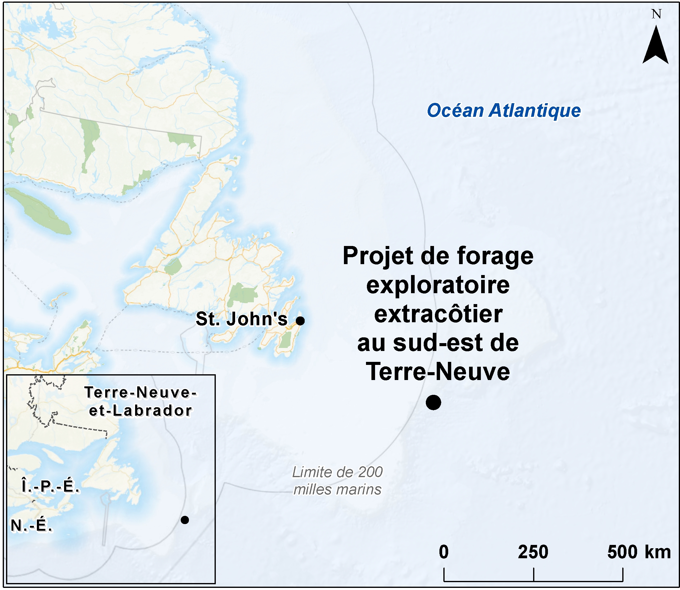 Carte indiquant l'emplacement du projet, tel que décrit dans le présent document.