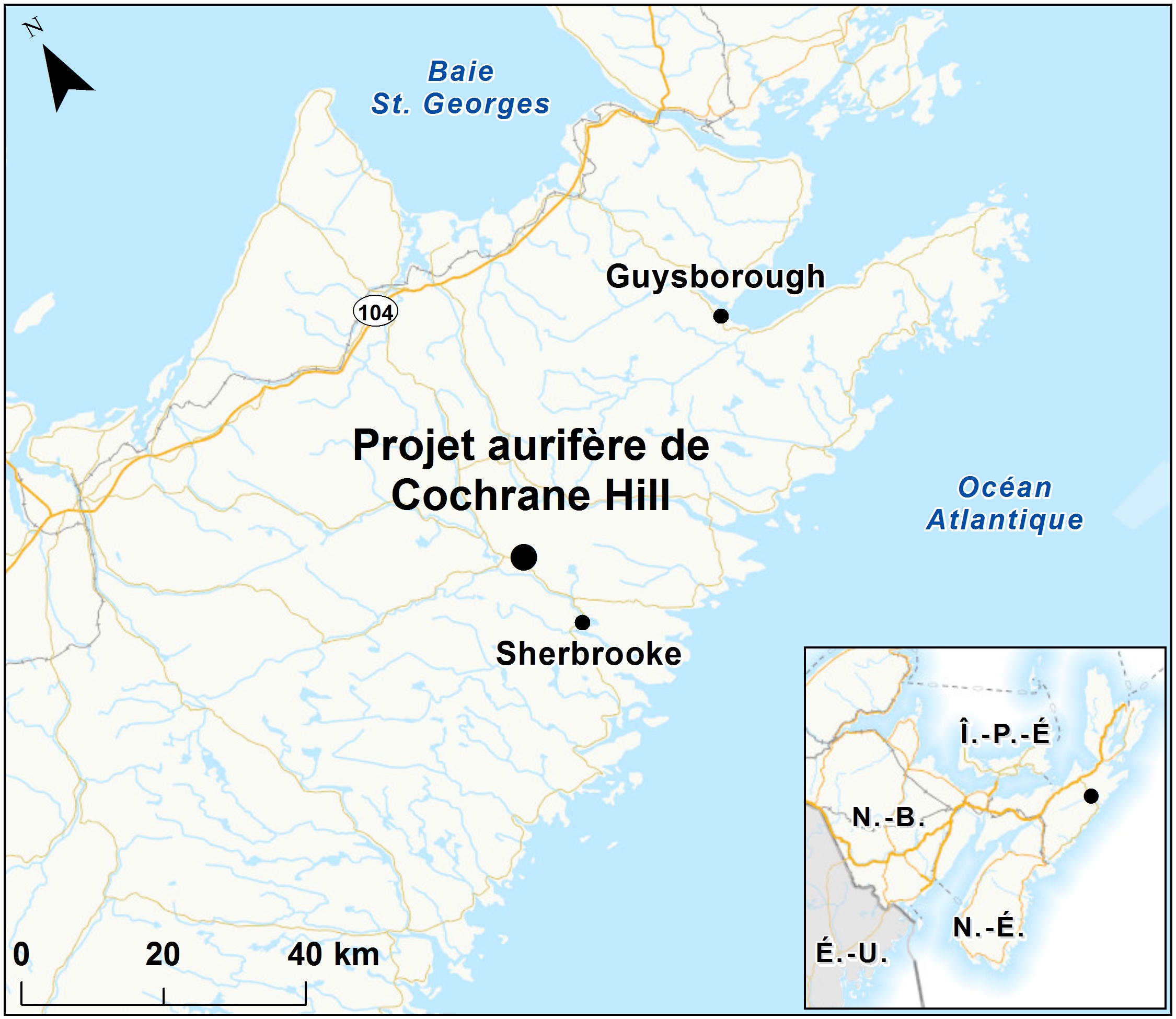 Carte indiquant l'emplacement du projet, tel que décrit dans le présent document.