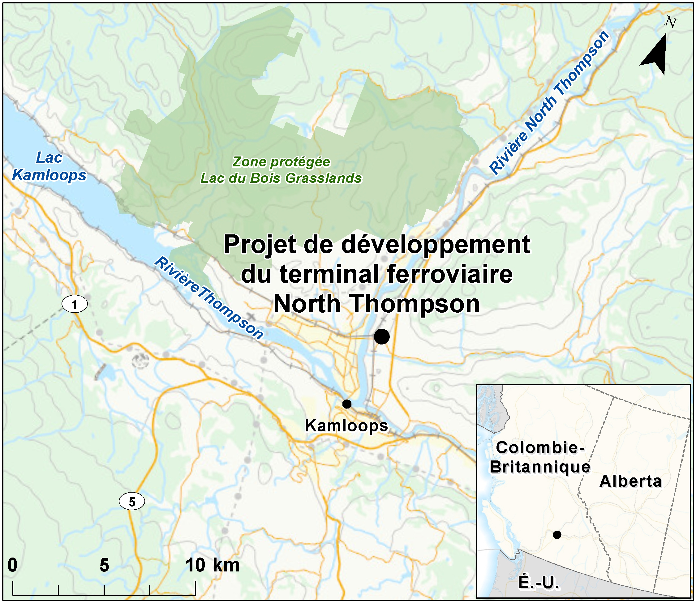 Carte indiquant l'emplacement du projet, tel que décrit dans le présent document.