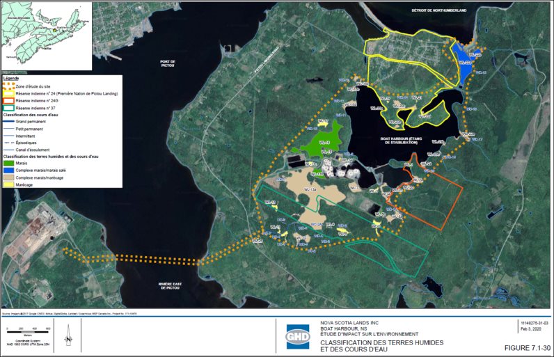 Cours d'eau (CE) et terres humides (TH) relevés dans la ZES.