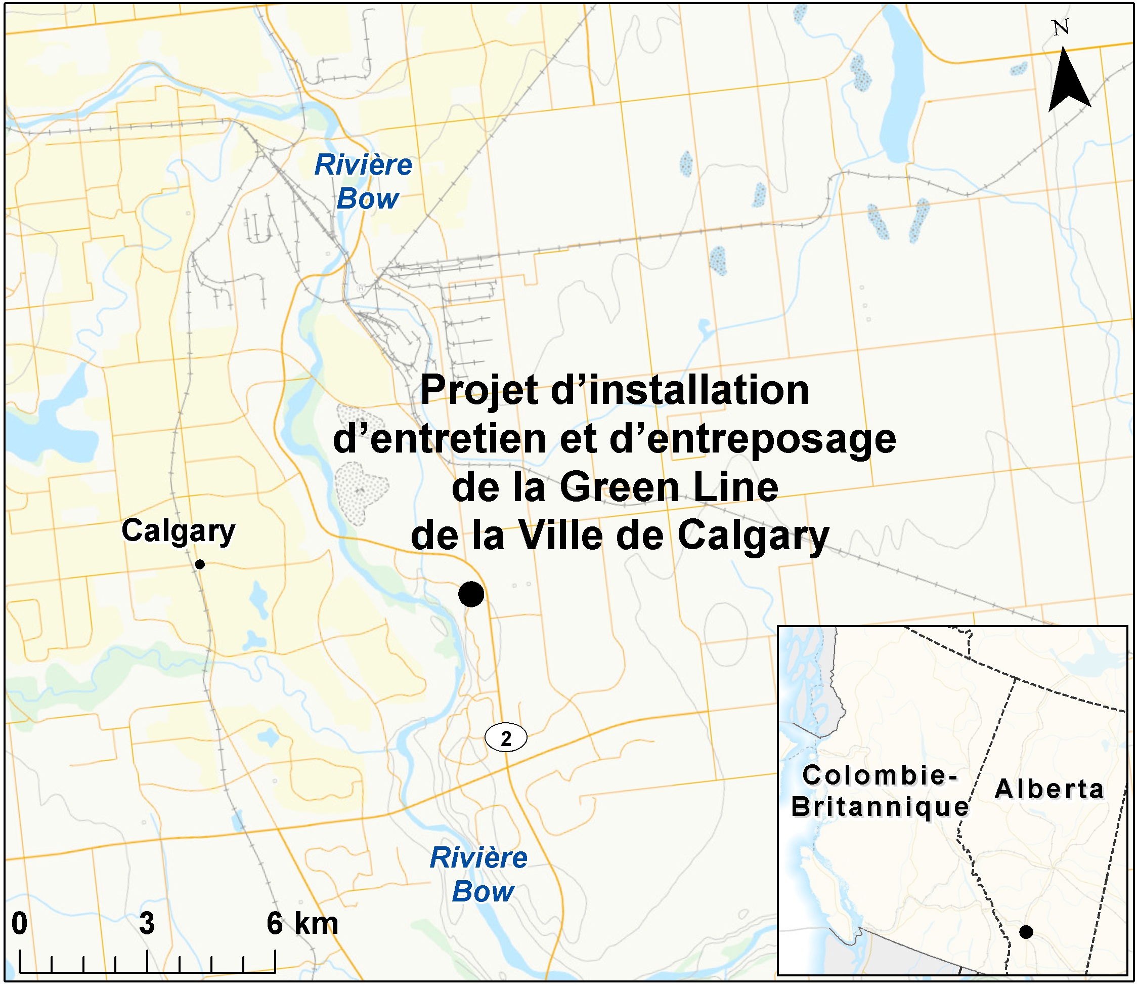Carte indiquant l'emplacement du projet, tel que décrit dans le présent document.