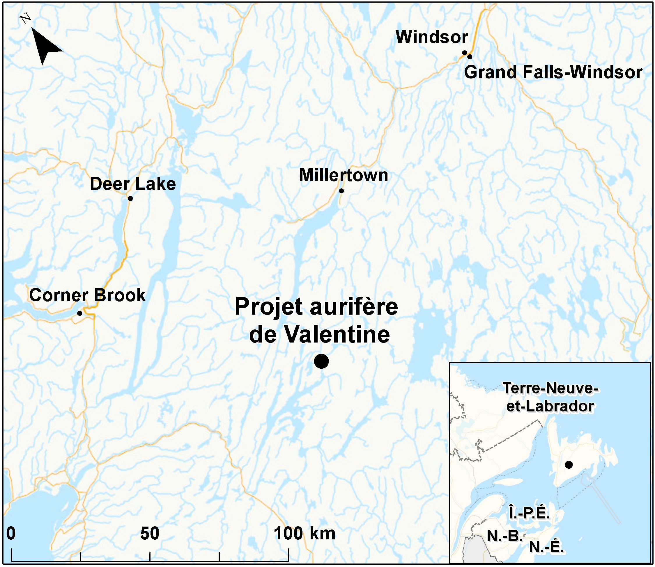 Carte indiquant l'emplacement du projet, tel que décrit dans le présent document.
