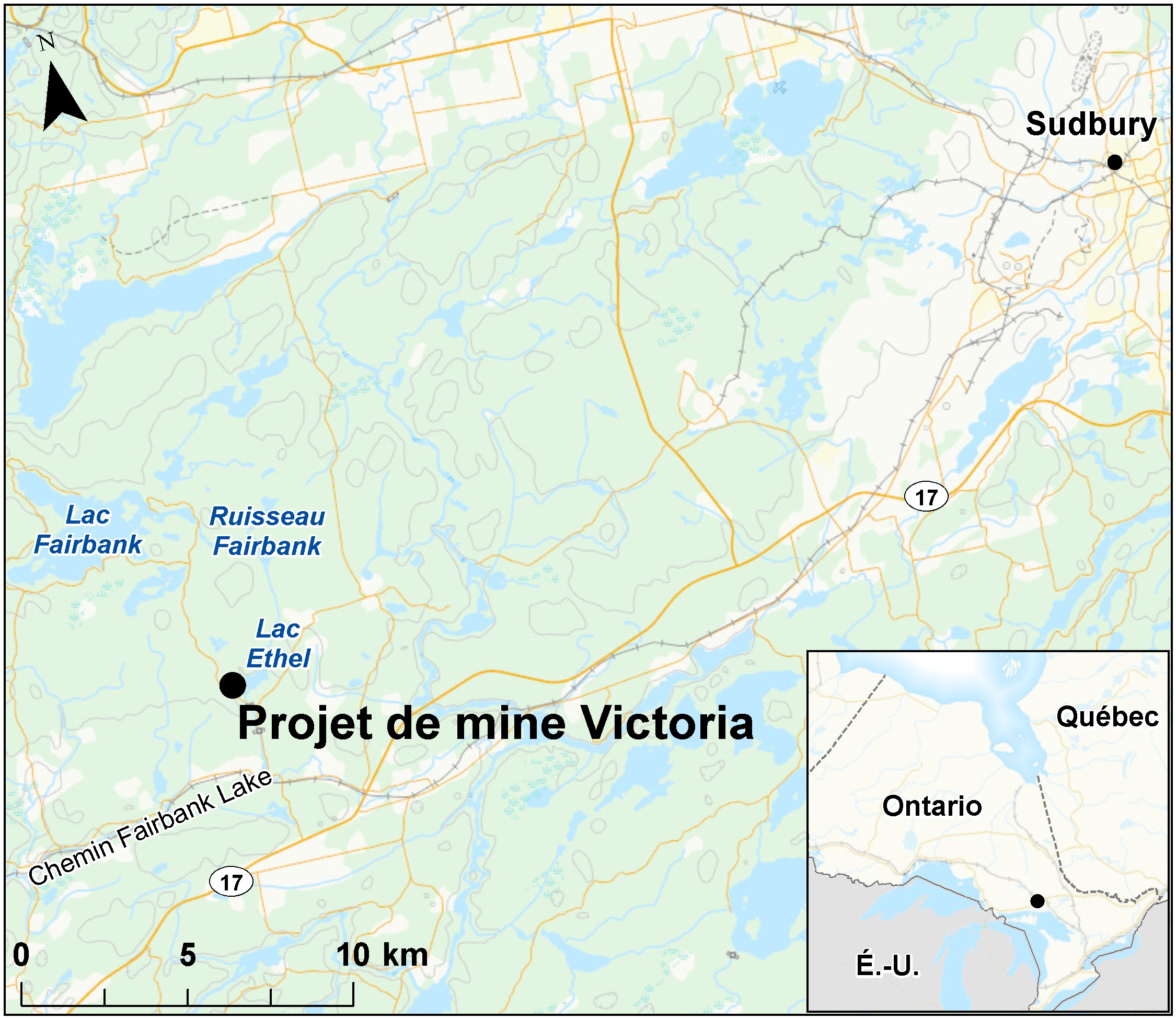 Carte indiquant l'emplacement du projet, tel que décrit dans le présent document.