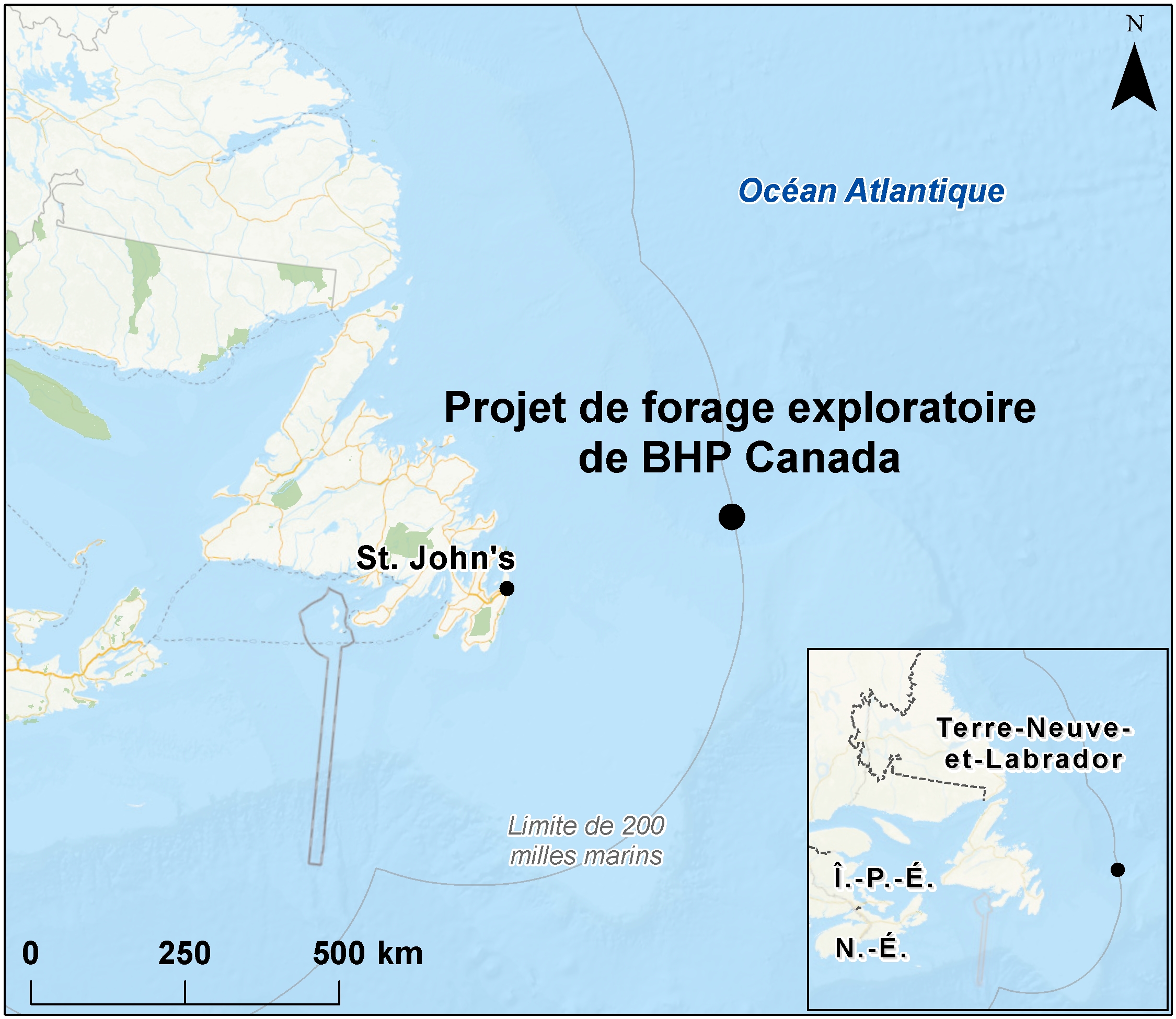 Carte indiquant l'emplacement du projet, tel que décrit dans le présent document.