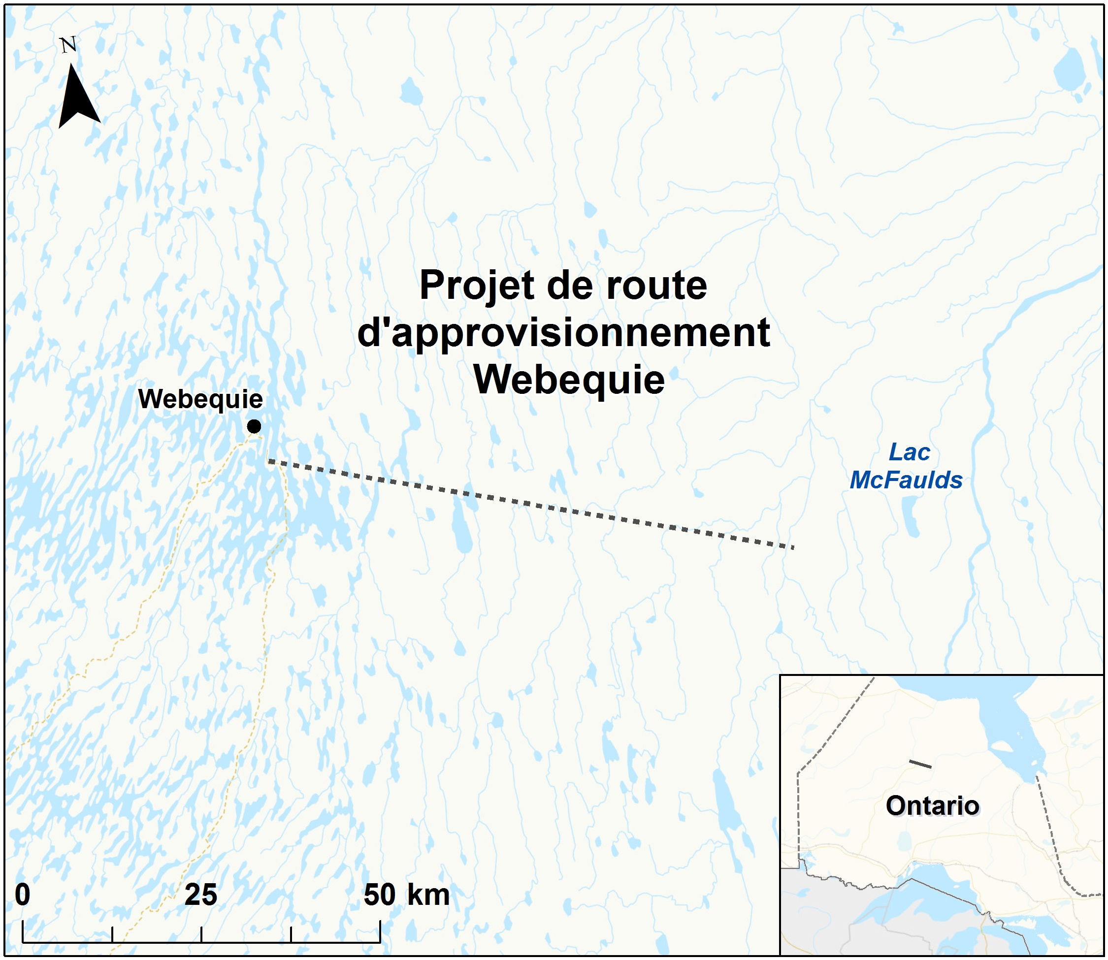 Carte indiquant l'emplacement du projet, tel que décrit dans le présent document.