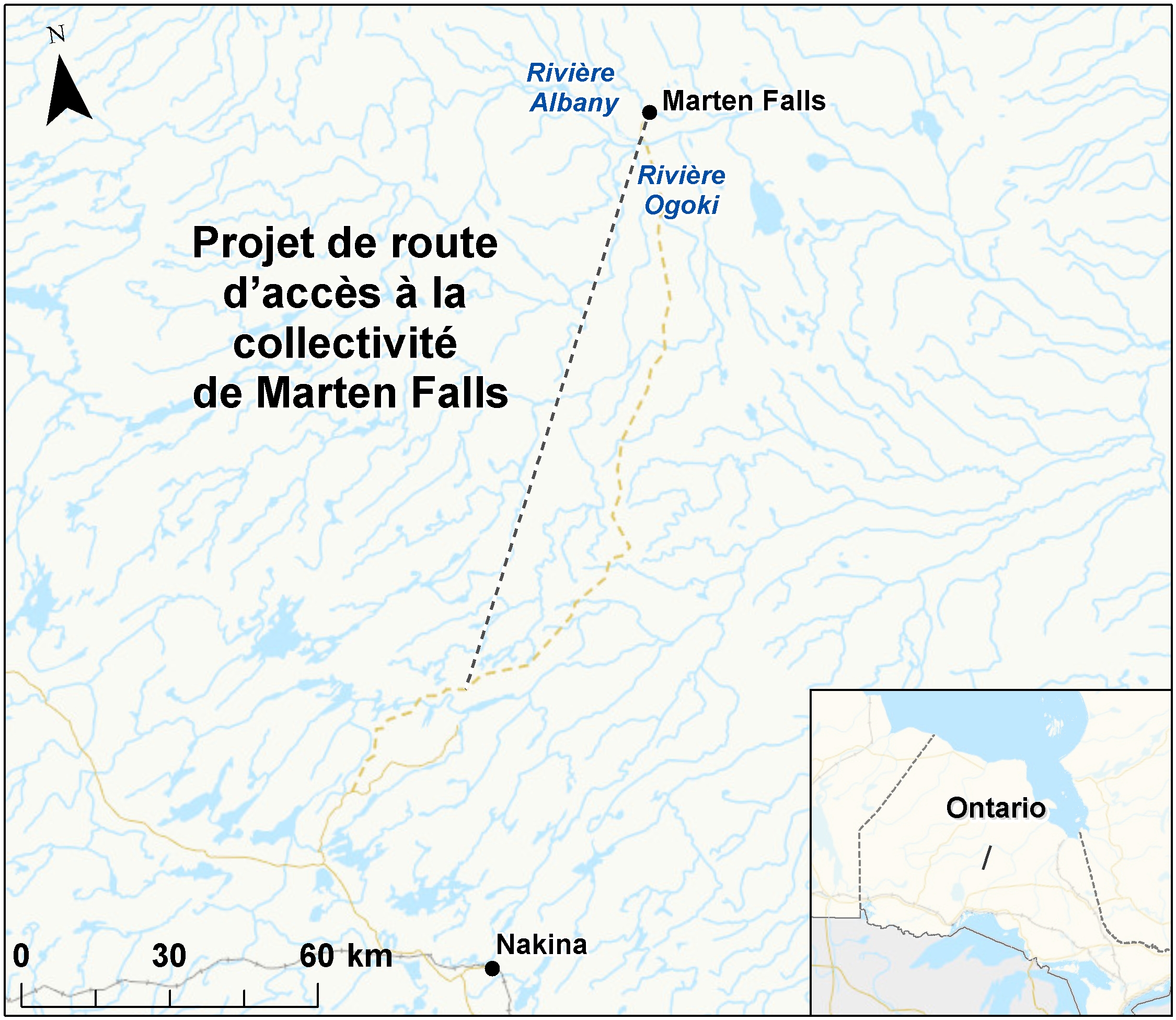 Carte indiquant l'emplacement du projet, tel que décrit dans le présent document