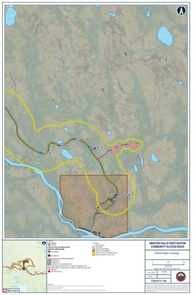 Figure 4: Location of the Marten Falls First Nation reserve intersected by the project