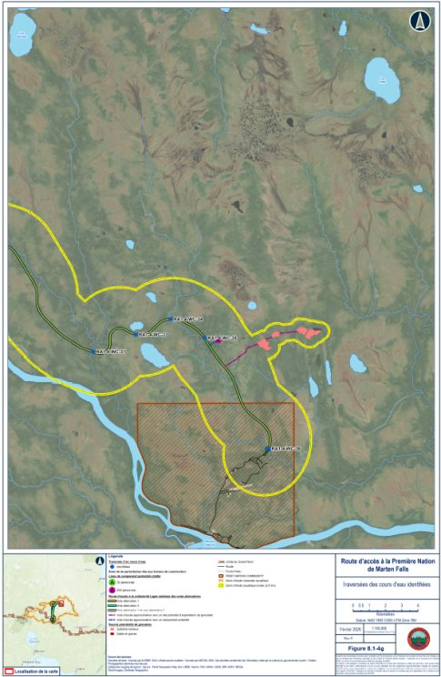 Figure 4 : Portion de la réserve de la Première Nation de Marten Falls traversée par le projet