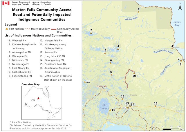 Figure 5: Approximate location of potentially impacted Indigenous communities