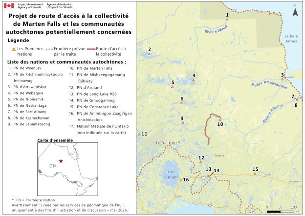 Figure 5 : Emplacement approximatif des communautés autochtones susceptibles d'être touchées