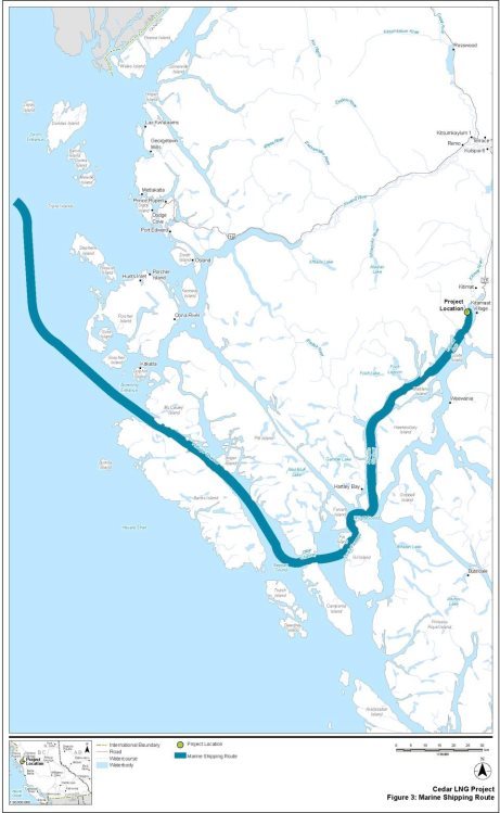 Shipping of LNG will occur between the marine terminal and the Triple Island Pilot Boarding Station.