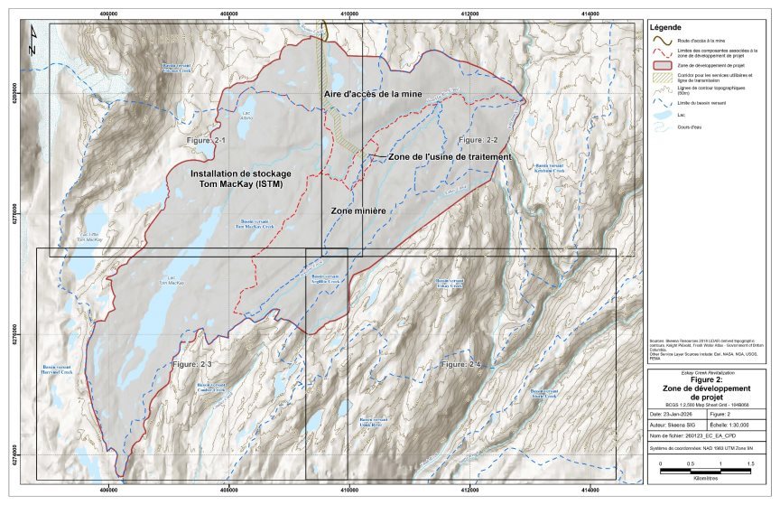 Figure 2 Zone de développement du projet de revitalisation d'Eskay Creek (vue d'ensemble)