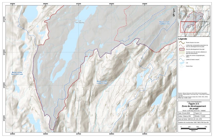 Figure 2-3 Zone de développement du projet de revitalisation d'Eskay Creek (détaillés)
