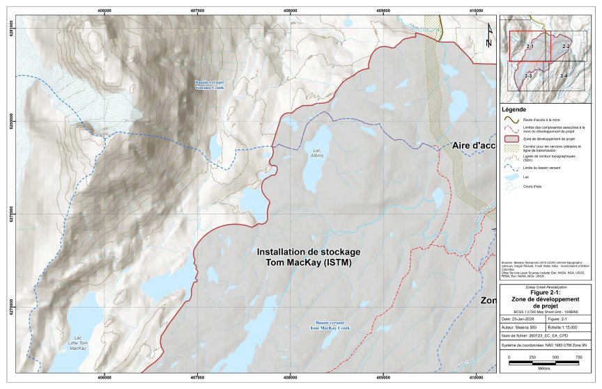 Figure 2-1 Zone de développement du projet de revitalisation d'Eskay Creek (détaillés)