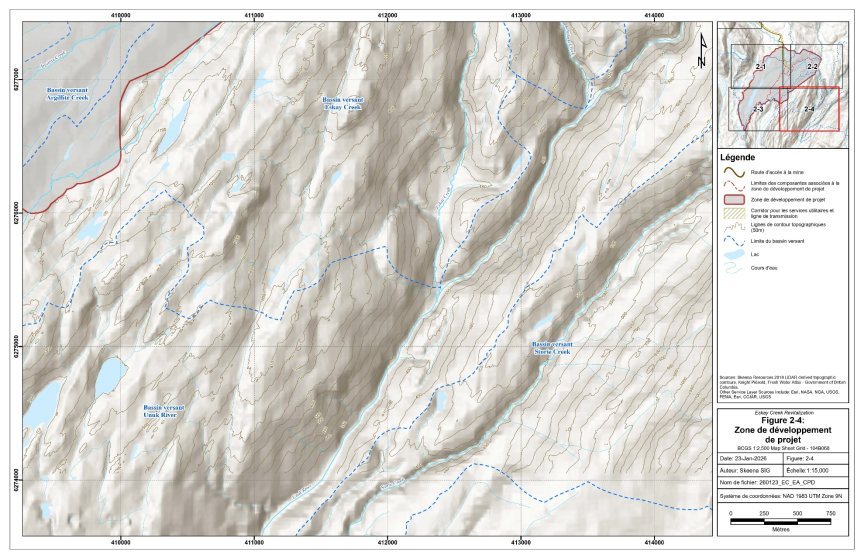 Figure 2-4 Zone de développement du projet de revitalisation d'Eskay Creek (détaillés)