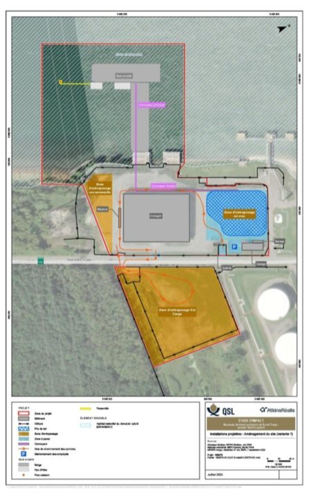 Figuree 1: Location of the project area (PA), existing and planned facilities (Design Option 1: two floating barges)