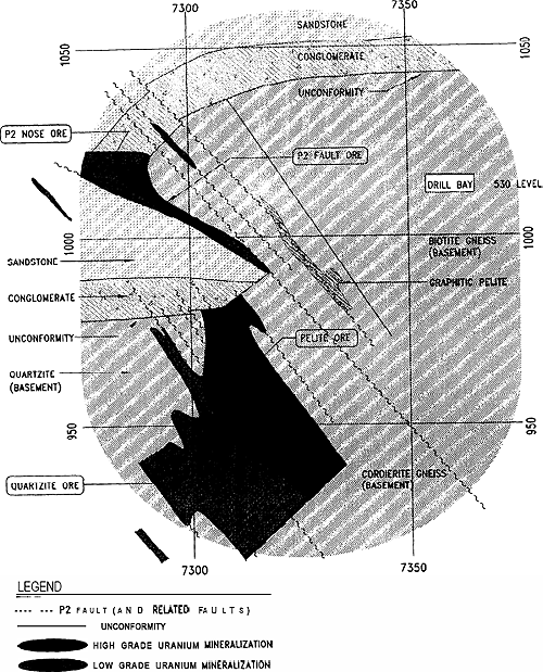 Figure 3: Section transversale idéalisée du gisement P-2